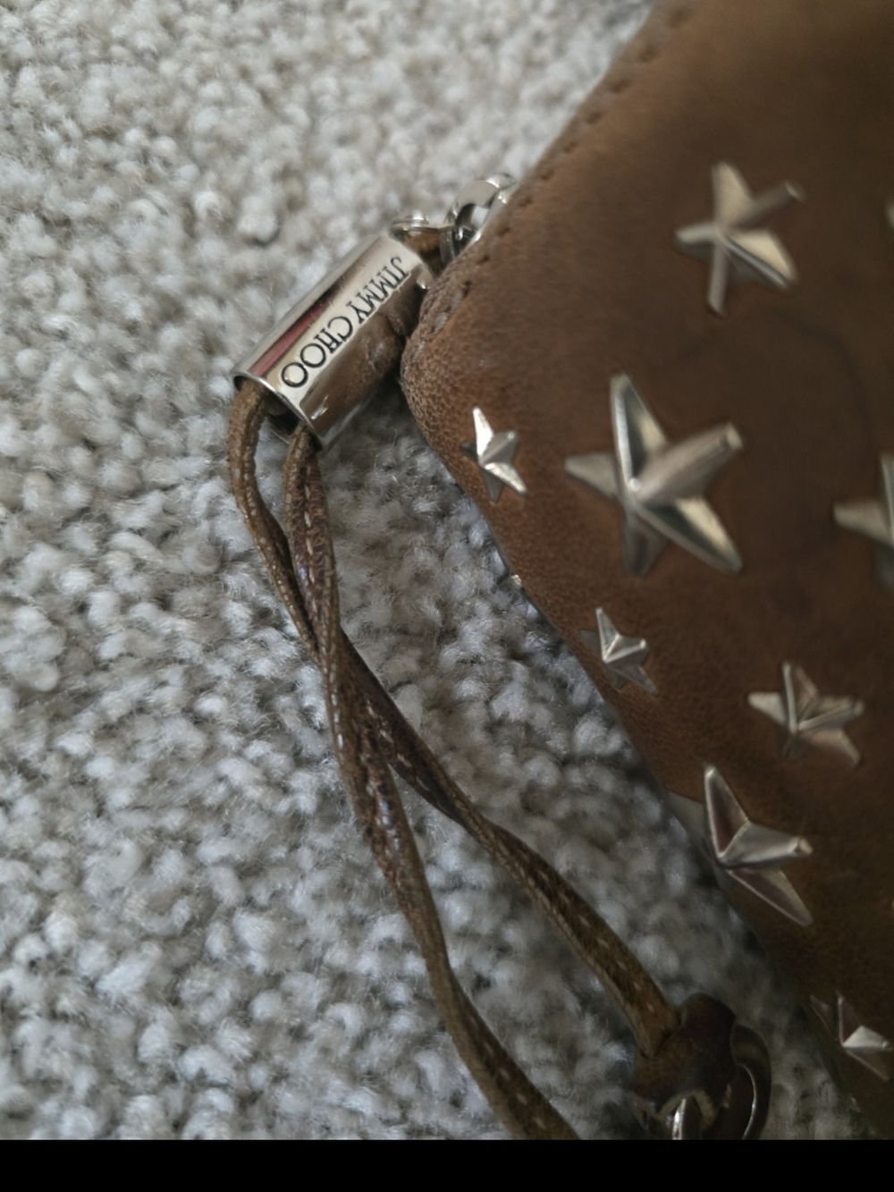 Jimmy Choo Brown Star-Studded Leather Wristlet Wallet - Picture 2 of 12